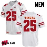 Men's Wisconsin Badgers NCAA #25 Derrick Tindal White Authentic Under Armour Big & Tall Stitched College Football Jersey BT31L14JI
